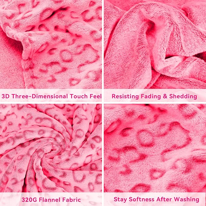 Pink Leopard Print Blanket,Cheetah Throw,Christmas Birthday Gifts for Women | Cheetah Print Blanket, Pink Gifts for Women, Soft Warm Throw Blanket, Ultra Soft Flannel Fabric, King Size Blanket