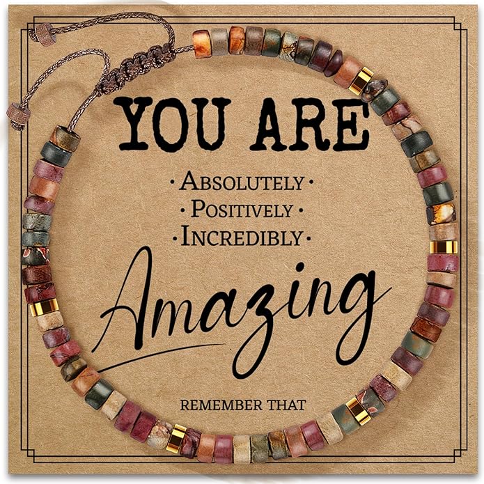 Inspirational Gifts Bracelets for Women: Valentines Mothers Day Birthday Gifts for Women Friends Sister Mom - Healing Natural Stone Beads Bracelets Thinking of you Get Well Soon Gift for Women