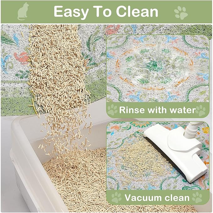 Glittme Cat Litter Mat, 33"x22" Non-Slip Washable Trapping Mat for Cats | Litter Trapping Mat With Thick PVC Coil To Catch Scatter, Soft On Paws And Waterproof Bottom To Protect Floors