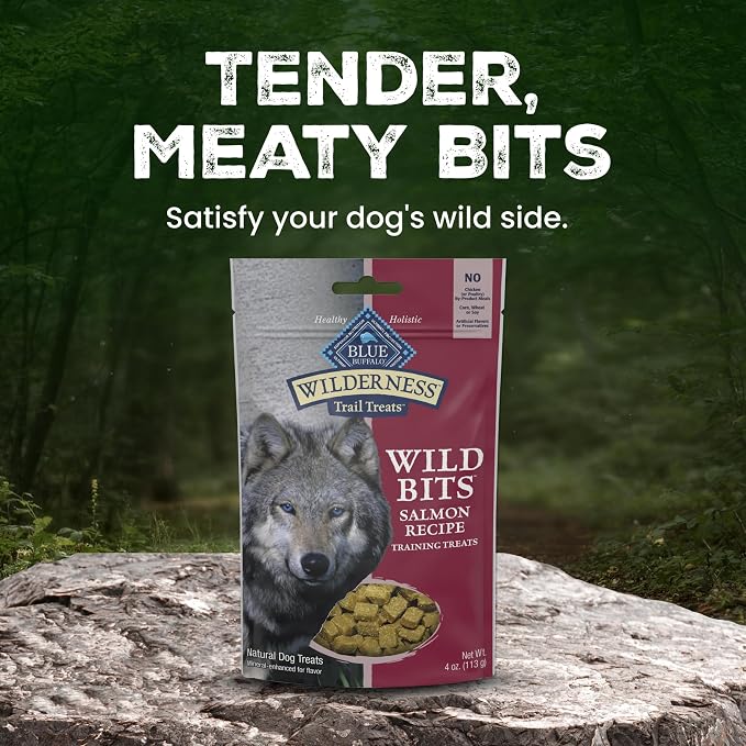 Blue Buffalo Wilderness Wild Bits Salmon Soft & Chewy Dog Treats, 10 oz | Real Salmon #1 Ingredient, High Protein & Grain-Free, Bite-Sized Training Treats Made with Natural Ingredients