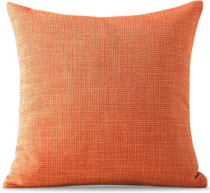 OTOSTAR Linen Throw Pillow Cover Set of 1 Decorative Square Pillowcases Cushion Covers 20x20 Inch for Home Decor Sofa Bedroom Car 50 x 50CM Orange