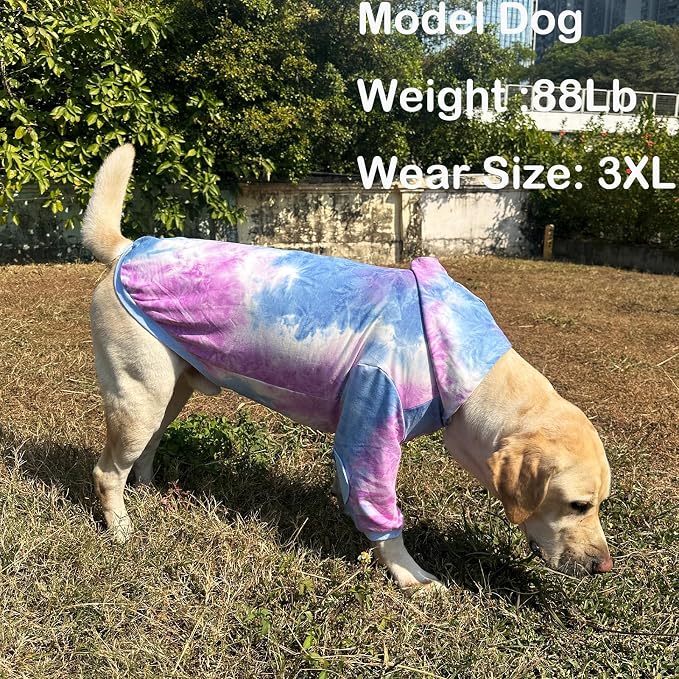 Dog Cotton Tie dye Hoodie Blue Pullover Sweatshirts Soft and Stretch Pets Clothes Hooded for Large Dogs(Blue XL)