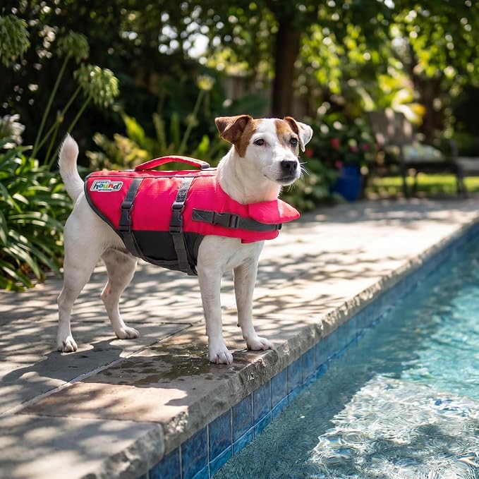 Outward Hound Granby Splash Dog Life Jacket, Life Vest, Pink, Small | Max Buoyancy, Adjustable Fit, Head/Neck Support, Rescue Handle, Reflective, Swimming & Boating, Small Dogs (16–20" Girth)