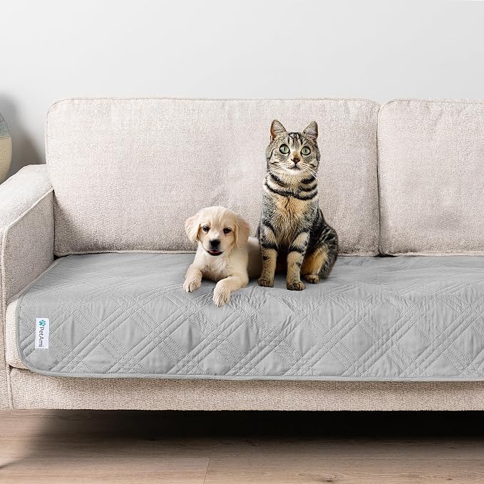 PetAmi Waterproof Couch Cover for Dog Bed Sofa Blanket, 30x70 Light Gray | Leakproof Furniture Protector for Pet Cat, Machine Washable Pee Proof Mat for Chair Car Seat, Durable & Anti Slip Backing