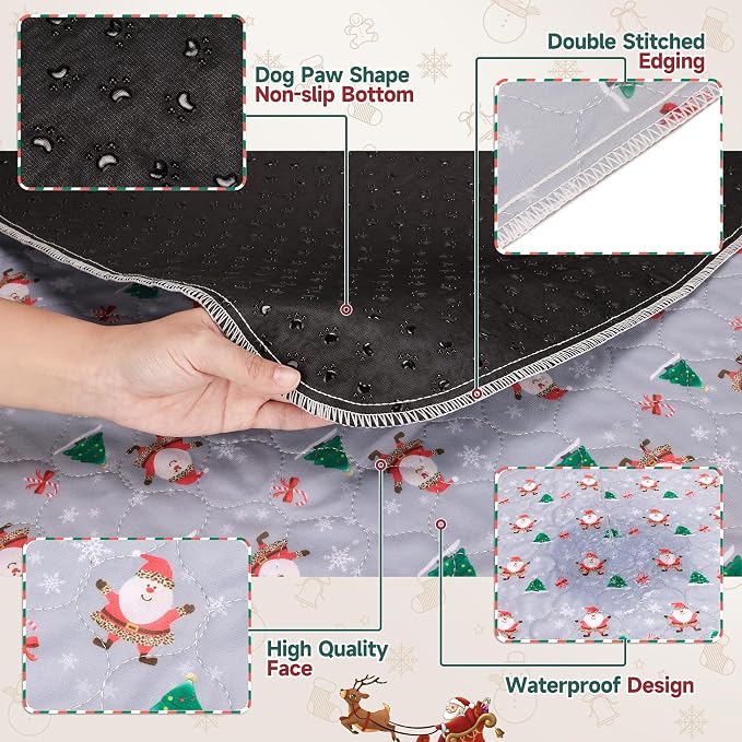 Aitmexcn Washable Dog Pee Pads, 2 Pack Large Christmas Pads, 36'' x 48'' | Highly Absorbent, Waterproof Layer, Machine Washable, Non-Slip Bottom, For Playpens and Senior Dogs