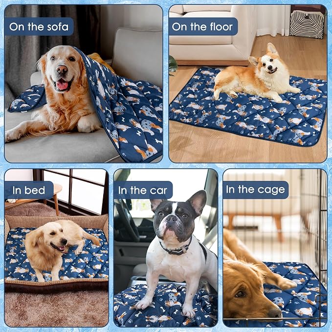 Dog Cooling Mat, Premium Lightweight Pet Cooling Blanket Bed Cover for Dogs, Cat, Puppies | Ice Silk Cooling Pad for Dogs Furniture Protector | Machine Washable Pet Blanket, 28''x40''