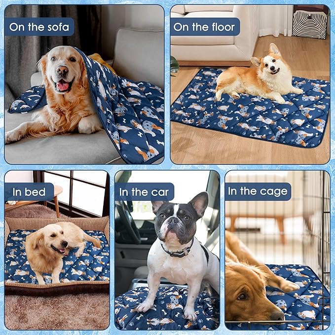Dog Cooling Mat, Premium Lightweight Pet Cooling Blanket Bed Cover for Dogs, Cat, Puppies | Ice Silk Cool Pad for Dogs Furniture Protector | Machine Washable Pet Blanket, 40''x60''