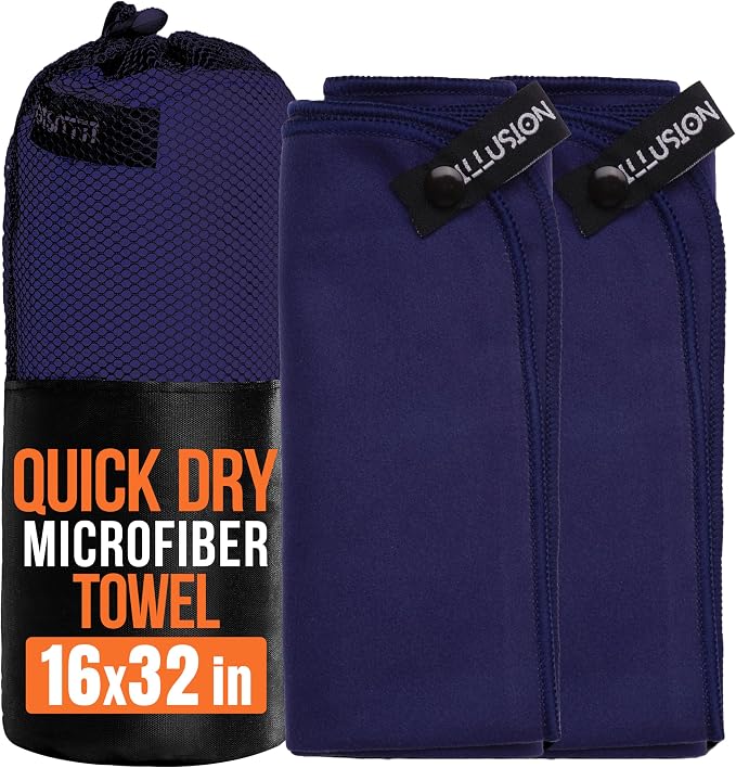 illusion Small Microfiber Gym Towels for Men and Women Active Sports (32" L x 16''W)-Lightweight Quick Dry Gym Towel for Sweat-Workout Towels Ideal for Yoga, Camping, Running, and Outdoor Activities