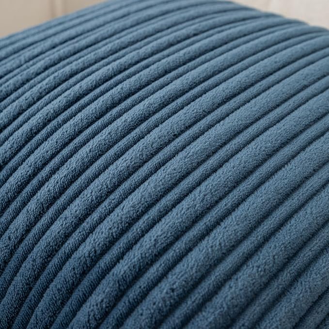 UGASA 14x20 Inch Pillow Cover Pack of 1 Soft Boho Stripe Corduroy Long Rectangular Lumbar Cushion Cover Farmhouse Decorative Throw Pillowcase for Bed, Couch, Sofa, Bedroom, Living Room, Dusty Blue