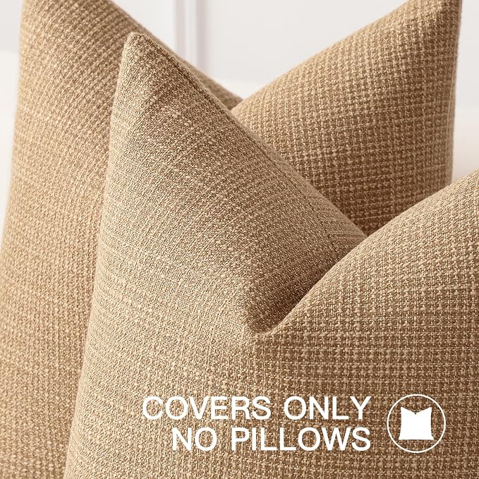 OTOSTAR Linen Throw Pillow Cover Set of 1 Decorative Lumbar Pillowcases Cushion Covers 16x24 Inch for Home Decor Sofa Bedroom Car 40 x 60CM Light Brown