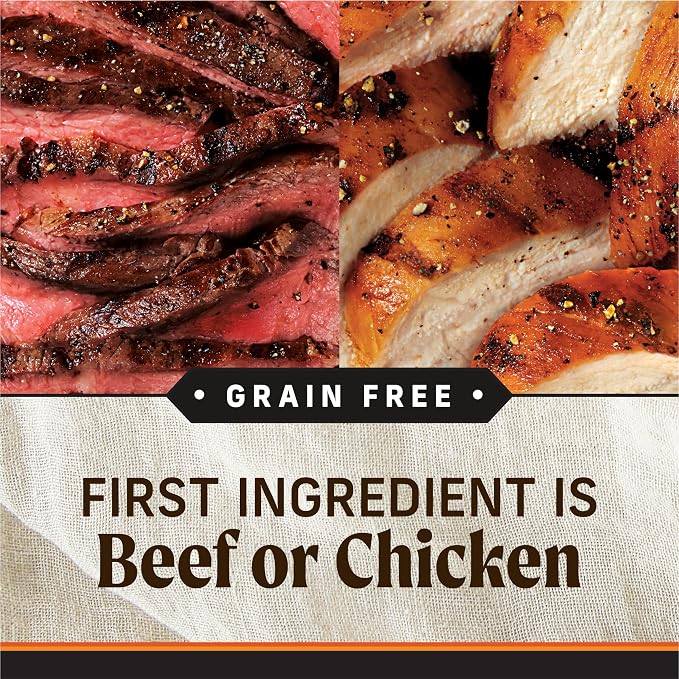 Merrick Grain Free Premium and Natural Canned Dog Food, Soft and Healthy, Real Beef and Chicken Variety Pack - (Pack of 12) 9.5 lb. Cans