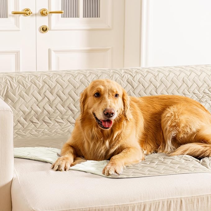 gogobunny 100% Double Sided Waterproof Dog Blanket Soft Pet Bed Cover Reversible Protect Furniture Couch Sofa Car for Puppy Cat Kids (Dark Beige/Light Beige, 40x50 Inch (Pack of 1))