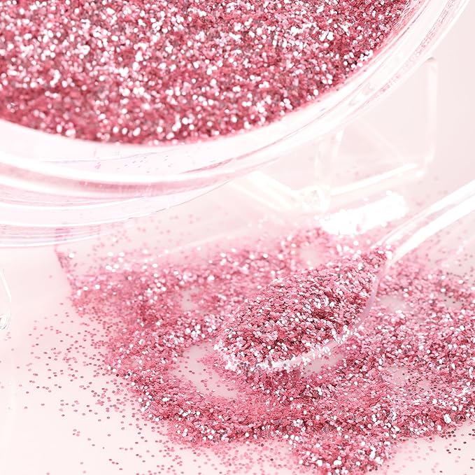 Nail Glitter - Pearl Pink Fine Glitter in Jar - 4 Oz Glitter for Crafts - Glitter for Slime - Face Glitter - Candle Glitter - Body Glitter