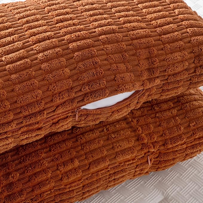 Fancy Homi Decorative Throw Pillow Covers for Bed Couch Bedroom Bench, Soft Corduroy Solid Pillow Case, Rustic Farmhouse Boho Room Decor,54" x 20" (Pack of 1),Rust