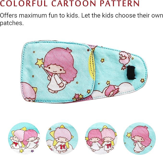 Astropic Cotton & Silk Eye Patch for Kids Glasses (Left Eye, Fairy - Magic Wand)