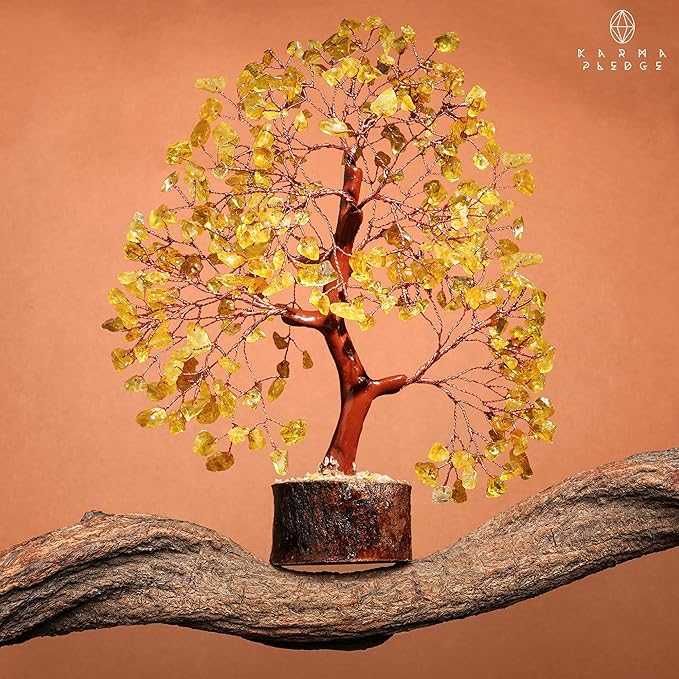 Crystal Tree of Life Birthday Gifts for Women, Men, Friends, Handmade Home Decor, Office, Room Decoration, Citrin Healing Crystal Chakra Tree for Money, Positivity, Good Luck Gifts for Her, Mom & Dad