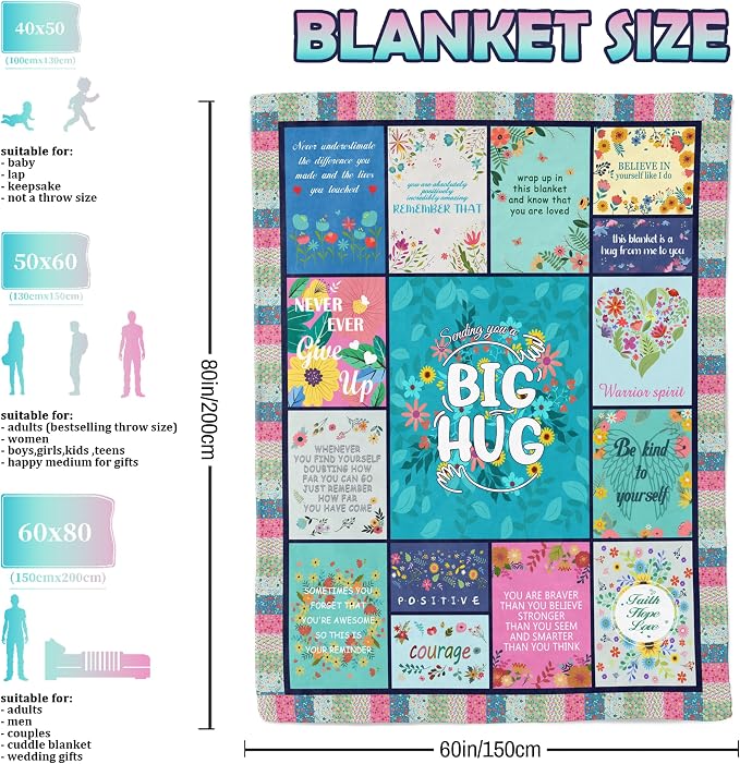Get Well Gifts for Women, Inspirational Healing Blanket, Feel Better After Surgery Gifts, Soft Warm Hug Blanket Throw 60"x80"