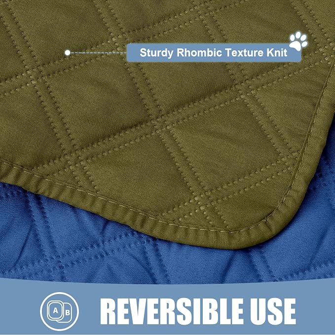 Smiry Waterproof Reversible Pet Couch Covers for Dogs | Pet Friendly, Soft Fabric, Washable Sofa Furniture Protector for Dogs Cat Kids, Checkered (30"x53", Green/Navy)