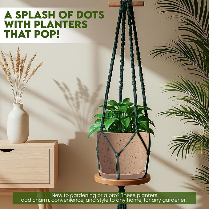 Plant Pots Indoor with Drainage 5 Pack Multisize Planters Spotty Peach Pink | Drainage holes included Multiple sizes 7/6.6/6/5.3/4.8 In Indoor plants and flowers Durable plastic construction