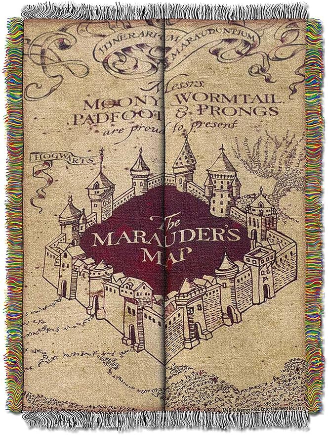 Northwest Harry Potter Woven Tapestry Throw Blanket, Designer Home Décor, Modern, Unique Gift, 48" x 60", Marauder's Map