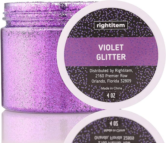 Violet Fine Glitter in Jar - 4 Oz Glitter for Crafts - Glitter for Slime - Face Glitter - Candle Glitter - Body Glitter