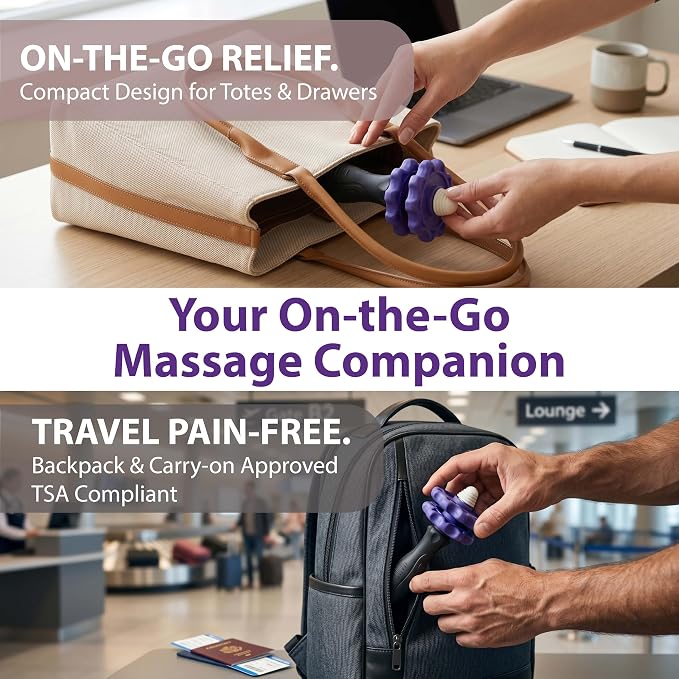 ONIPAX 3-in-1 Muscle Roller Stick, Manual Massage Tool with 8 Adjustable Gears & POM Core, Customizable Deep Tissue Relief for Neck, Back, and Calves, Portable Post-Workout Recovery (Purple)