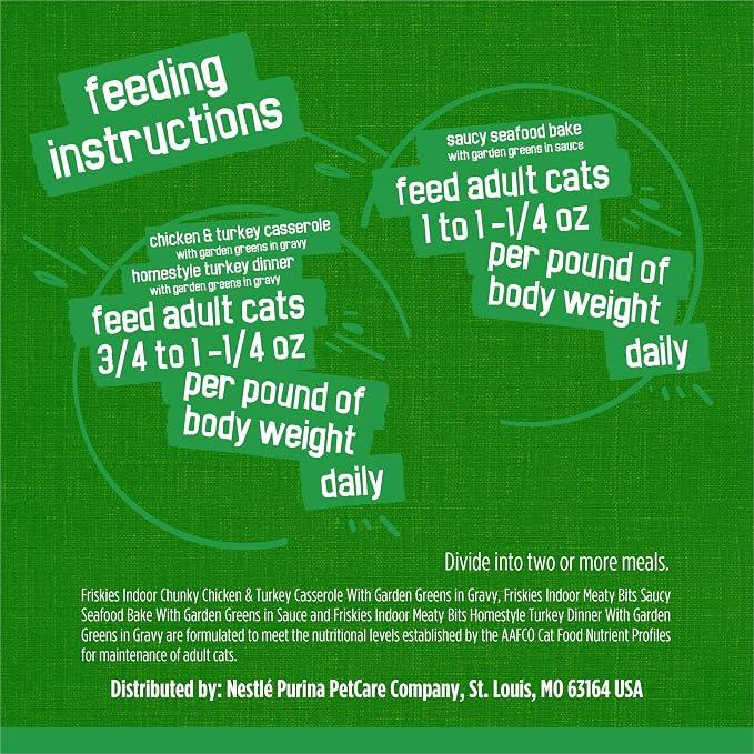 Friskies Purina Indoor Cat Food 24ct VP - (Chicken and Turkey Casserole, Saucy Seafood Bake, Homestyle Turkey Dinner) - 5.5 oz. Cans (Pack of 48)