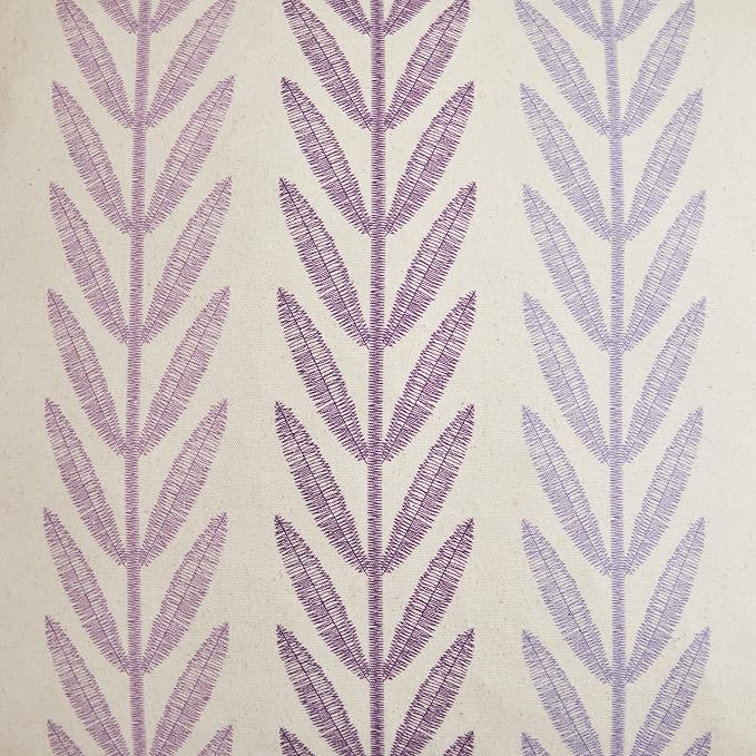 Farmhouse Leaves Throw Pillow Covers Set of 2, 22x22in Mixed Purple | 100% Organic Cotton, Rustic Accent Print Pillow Case, Pastoral Decorative Cushion Covers for Sofa Bed Living Room Home Decor