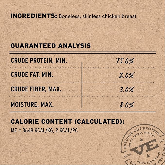 Vital Essentials Freeze Dried Dog Treats, Chicken Breast, 2.1 oz Bag | Single Ingredient, Premium Quality Protein, Grain-Free Training Treats, USA Made with U.S. & Globally Sourced Ingredients