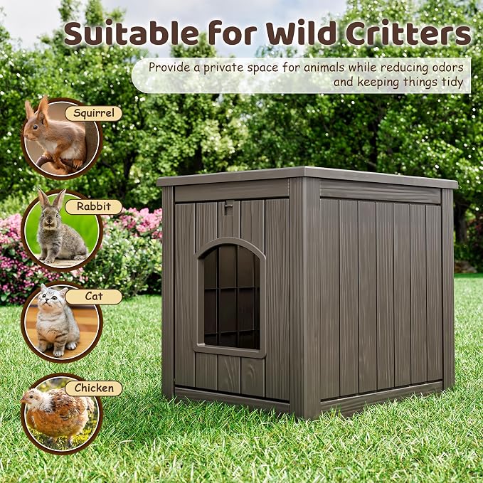 KAMABOKO Cat Litter Box Enclosure, Waterproof Plastic Hidden Litter Box Furniture with Openable Door, Multi-Functional Cat Furniture for Living Room Bedroom (Gray)