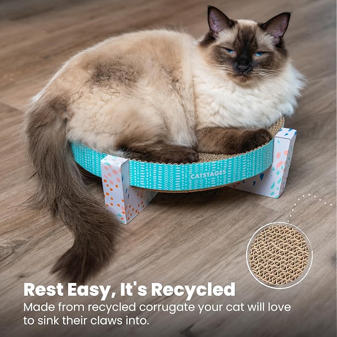 Catstages Scratch,Snuggle & Rest – 2‑in‑1 Indoor Cat Scratcher & Elevated Cat Lounger,Catnip Included,(Pack of 6)