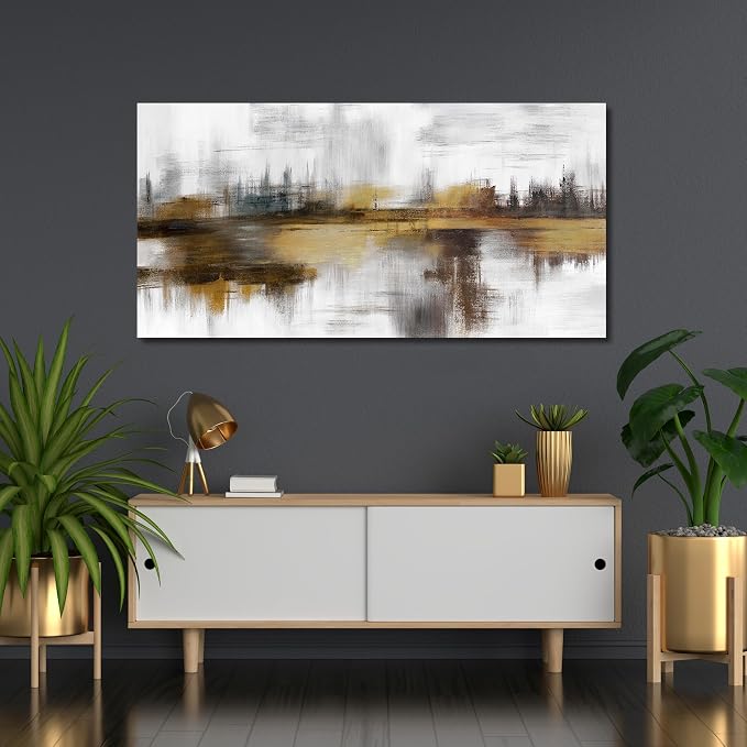 Belmrxne Large Abstract Wall Decor Brown and Grey Wall Art for Living Room Aesthetic Canvas Painting Modern Wall Prints Minimalist Home Decor Artwork 29x58 Inches