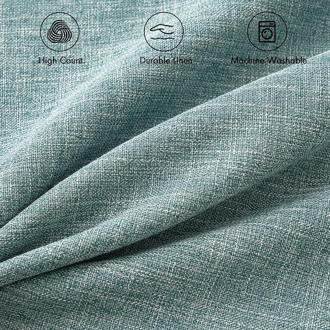 MIULEE Pack of 2 Decorative Linen Burlap Coastal Pillow Covers Farmhouse Boho Accent Pillowcases for Sofa Car Couch Bedroom Living Room Decor 12x20 Inch Teal