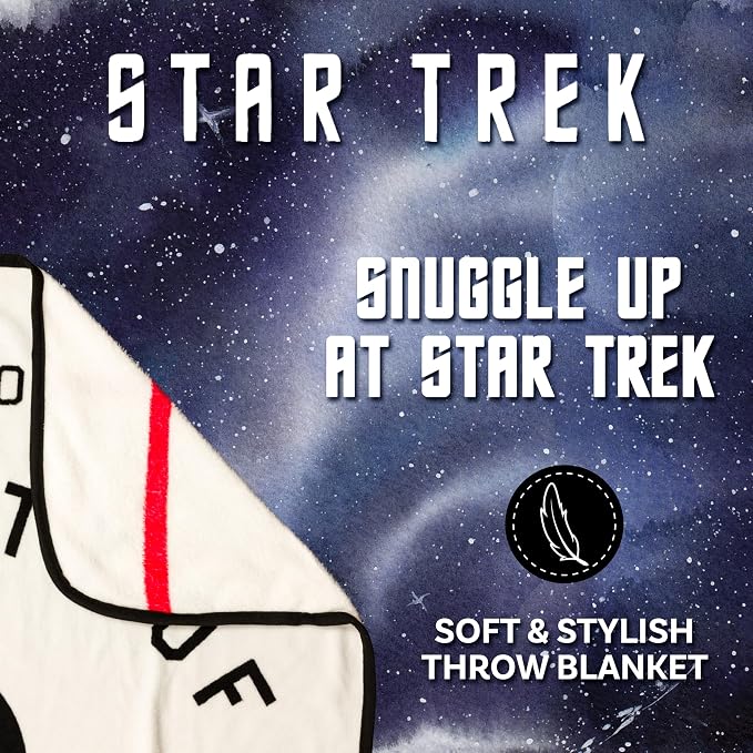 Silver Buffalo Star Trek NCC-1701, Fleece Throw Blanket, 45x60in | Property of the USS Enterprise, Soft and Cozy, 180 GSM