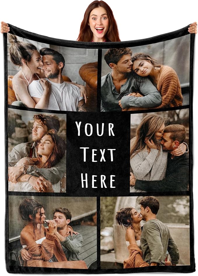 Ship Next Day, Custom Blanket with Picture Customized Photo Blankets Customize, Customizable Blanket, Personalized Christmas Funny Gifts for Couple, Girlfriend, Boyfriend, Mom, Dad, Wife, Husband