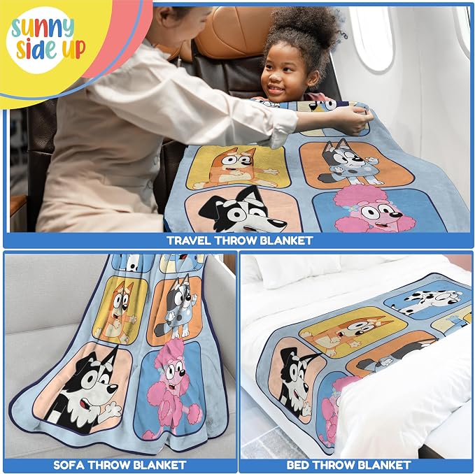 Bluey & Friends Plush Travel Throw Blanket - Measures 40 x 50 Inches Super Soft & Cozy Travel Accessories