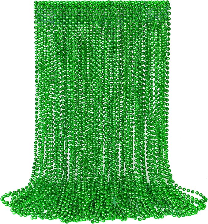 St Patricks Day Decor, 30PCS Green Beads Necklaces Accessories, 33" Saint Patricks Day Mardi Gras Xmas Necklace Party Favor, Green Mardi Gras Beads Bulk for Wedding Birthday Holiday Parade Throw