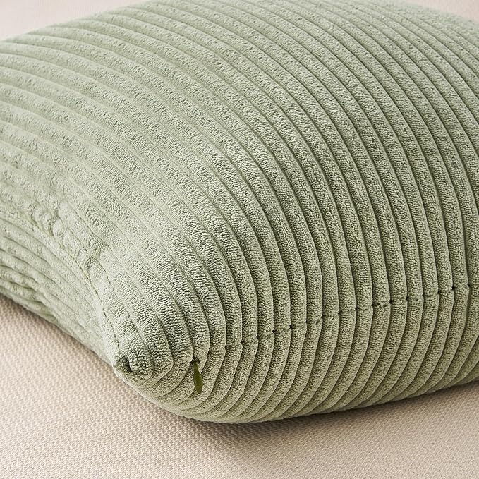 Topfinel 20x20 Pillow Covers Set of 4 Mordern Nordic Green White Throw Pillow Cover Soft Corduroy Cushion Cases Spring Home Decor for Couch Bed Sofa Living Room Forest Green
