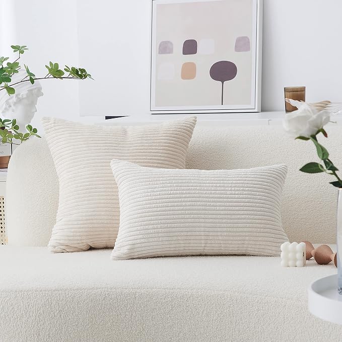 Home Brilliant 20x20 Pillow Cover Modern Beige Throw Pillow Cover Soft Square Decorative Pillowcase for Sofa Bed Couch Bench Car Decor 20 x 20 inch (50cm), Cream Cheese