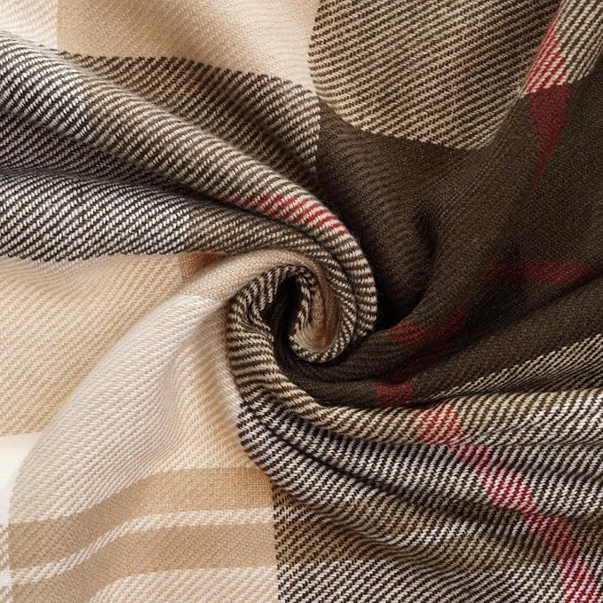 Brown Plaid Throw Blanket for Couch, Fall Buffalo Plaid Blanket 50"x60" | Lightweight Farmhouse Throw Blanket, Rustic Country Blankets, Decorative Woven Throws with Tassels, Ideal for Bed Sofa Men