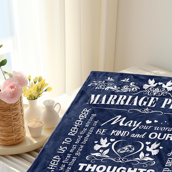 Marriage Prayer, Wedding Gifts for Newlyweds, Marriage Prayer Wedding Gifts 50" x 60" Blankets, Engagement Gifts for Couples Christian Religious Prayer Quote, Bridal Shower Gifts