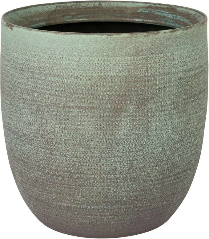 Creative Co-Op Matte Aqua Green Textured Stoneware Planter