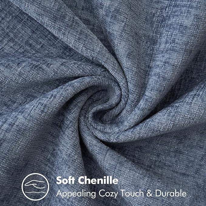 MIULEE Decorative Couch Throw Pillow Covers 16x16 in Dark Grey Blue 2 Pack | Farmhouse Pillow Covers with Stitched Edge, Soft Chenille Cushion Cases, for Sofa Bed Living Room Home Decor