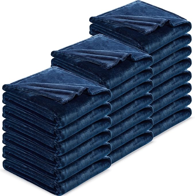 DREAMNINE Pack of 21 Fuzzy Soft Fleece Throw Blanket for Couch Sofa 50" x 60", Decorative Solid Lightweight Velvet Blankets for Chair, Cozy Accent Shaggy Plush Flannel Blanket for Bedroom, Navy Blue