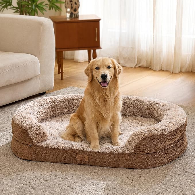 FUKUMARU X-Large Thickened Dog Couch Bed, Orthopedic, Waterproof & Washable | Heavy Duty Dog Sofa with 4" Extra-Thick Egg-Crate Foam, Relieves Joint Pressure, Fully Removable, Fits Extra-Large Dogs