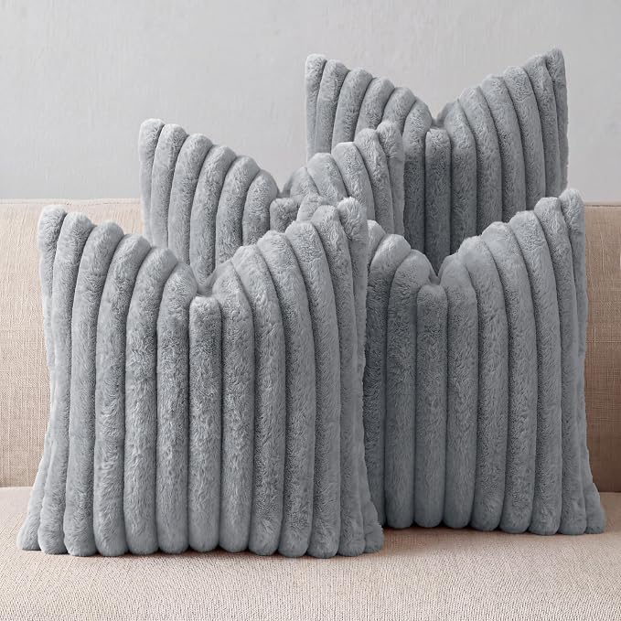 Dark Gray Throw Pillow Covers 20 x 20 Set of 4, Cute Boho Throw Pillow Cover for Couch/Bed, Decorative Pillows Covers for Sofa/Bed, Accent Pillow Covers for Living Room, Rustic/Home/Room Decor