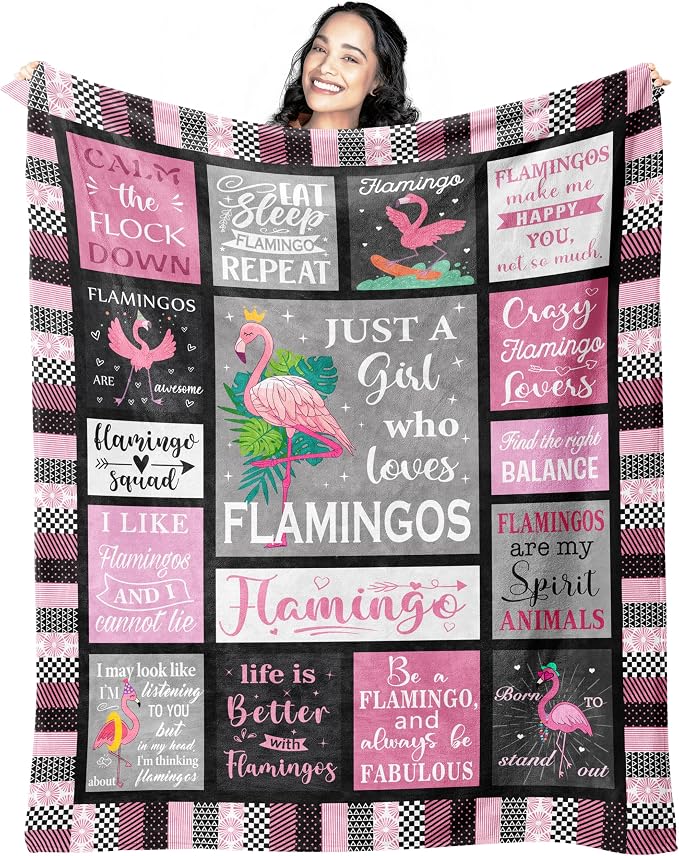 Flamingo Gifts Blanket 60"x50", Pink Flamingo Gifts for Women Girls, Flamingos Decor, Christmas Birthday Gift Ideas for Flamingos Lovers