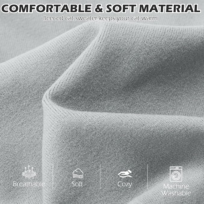 Cat Sweater Warm Fleece Pet Clothes for Cats Only | Soft Cat Vest Puppy Hoodie Coat, Fall Cold Winter Sweatshirt Pullover Clothing also for Small Dogs, Grey S