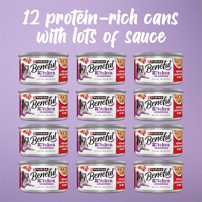 Beneful Purina Kitchen Creations with Beef and Garden Veggies in Sauce Wet Dog Food - 3 oz. Cans,(Pack of 24)