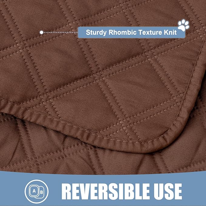 Smiry Waterproof Reversible Pet Couch Covers for Dogs | Pet Friendly, Soft Fabric, Washable Sofa Furniture Protector for Dogs Cat Kids, Checkered (68"x82", Brown/Brown)